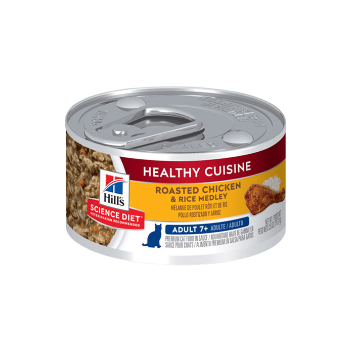 힐스 사이언스다이어트 어덜트 7+ 고양이 습식 캔사료(치킨&amp;쌀) 79g x 12개